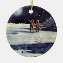 Vintage Science Fiction Aliens on the Moon Ornaments