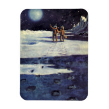 Vintage Science Fiction Aliens on the Moon Rectangular Magnet