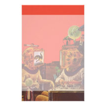 Vintage Science Fiction Aliens With Video Helmets Stationery Design