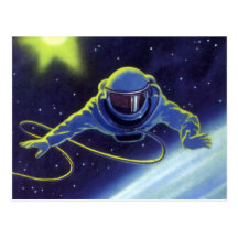 Vintage Science Fiction Astronaut on a Spacewalk Postcard
