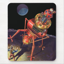 Vintage Science Fiction Astronaut with Alien Robot Mouse Pads