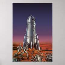 Vintage Science Fiction, Astronauts, Beetle Aliens Poster