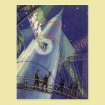 Vintage Science Fiction Astronauts Wave Goodbye postcards