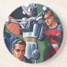 Vintage Science Fiction Astronauts with a Robot Coaster