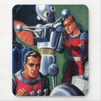 Vintage Science Fiction Astronauts with a Robot Mouse Pads