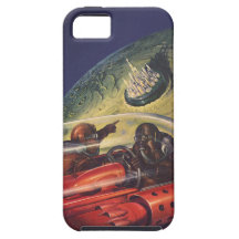 Vintage Science Fiction Flying to the Lunar Cuty