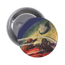 Vintage Science Fiction Flying to the Lunar Cuty Pins