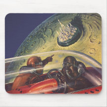 Vintage Science Fiction Flying to the Lunar Cuty Mousepads