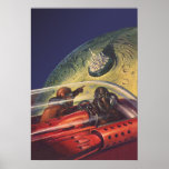 Vintage Science Fiction Flying to the Lunar Cuty Posters