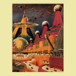 Vintage Science Fiction Futuristic City Flying Car posters
