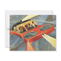 Vintage Science Fiction Futuristic Flying Car Custom Invite