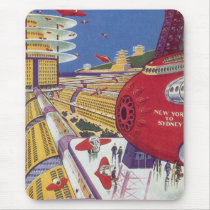 Vintage Science Fiction Futuristic New York City Mouse Pads