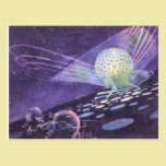 Vintage Science Fiction Glowing Orb with Aliens postcards