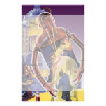 Vintage Science Fiction Robot with Laser Beam Eyes Stationery Design