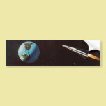 Vintage Science Fiction Rocket Over the Moon Earth bumper stickers