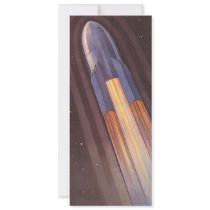 Vintage Science Fiction Rocket Ship in Space Personalized Invites