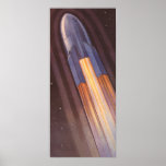Vintage Science Fiction Rocket Ship in Space Poster