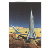 Vintage Science Fiction Rocket Ship on a Planet Cards