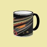 Vintage Science Fiction Rocket Ship, Space, Stars mugs