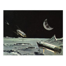 Vintage Science Fiction Rocket Ships Moon Space Post Cards