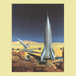 Vintage Science Fiction Rockets on Desert Planet posters