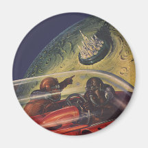 Vintage Science Fiction, Sci fi, Lunar Moon City Refrigerator Magnet