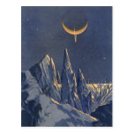 Vintage Science Fiction Snow Planet, Crescent Moon Postcard