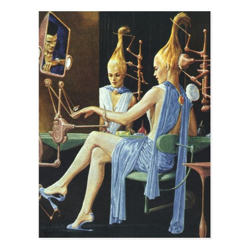 Vintage Science Fiction Spa Beauty Salon Manicures Postcard