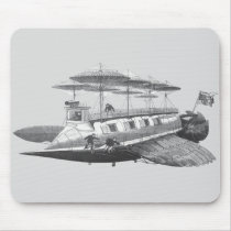 Vintage Science Fiction Steampunk Airship Eclipse Mouse Pads