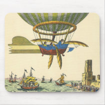 Vintage Science Fiction Steampunk Hot Air Balloon Mousepad