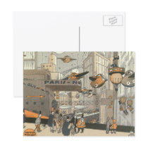 Vintage Science Fiction Steampunk Urban Paris Post Cards