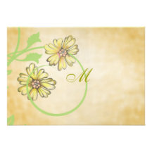 Vintage Scrolling Vines and Flowers White II Invit Personalized Announcements
