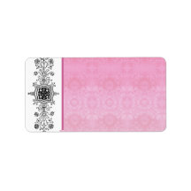 Vintage Scrolls and Pink Floral Print at Home Personalized Address Labels