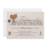 Vintage Scrolls Autumn Leaves Thanksgiving Dinner Invite