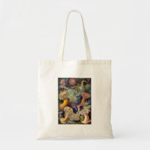 Vintage sea anemones scientific illustration canvas bags