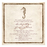 Vintage Sea Horse Beach Wedding Invitation