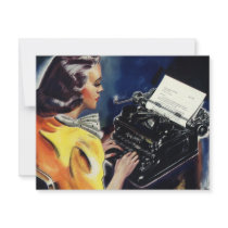 Vintage Secretary Typing a Letter Invitation