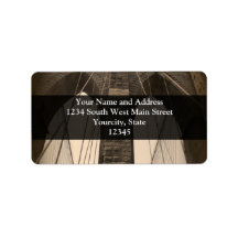 Vintage Sepia Brooklyn Bridge Address Label