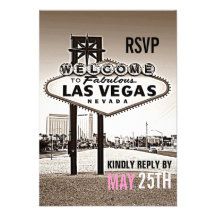 Vintage Sepia Las Vegas Modern Wedding RSVP Announcements