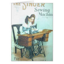 Vintage Sewing Machine Greeting Card