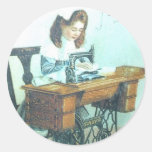 Vintage Sewing Machine Round Stickers