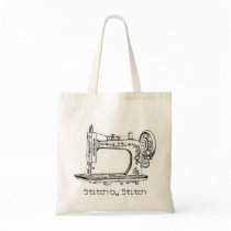 Vintage Sewing Machine Stitch by Stitch Canvas Bag