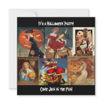 Vintage Sexy Halloween Women Collage Personalized Invitations