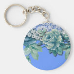 Vintage Shabby Chic Blue Rose Keychain