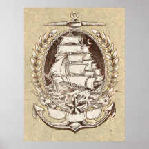 Vintage Ship Poster