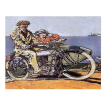Vintage Sidecar Mortorcycle Post Cards