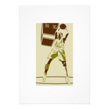 vintage silhouette basketball player design invites