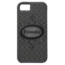 Vintage Silver & Black Damask iPhone 5 Case