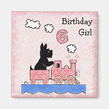 Vintage Six Year Old Birthday Girl Magnet