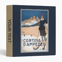 Vintage Ski Travel ad Cortina d'Ampezzo 3 Ring Binder